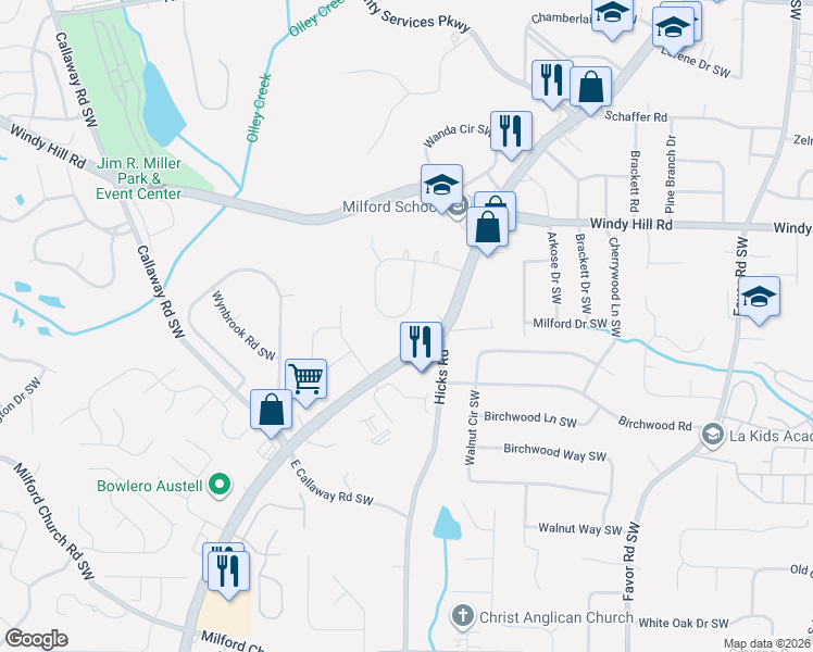 map of restaurants, bars, coffee shops, grocery stores, and more near in Cobb County