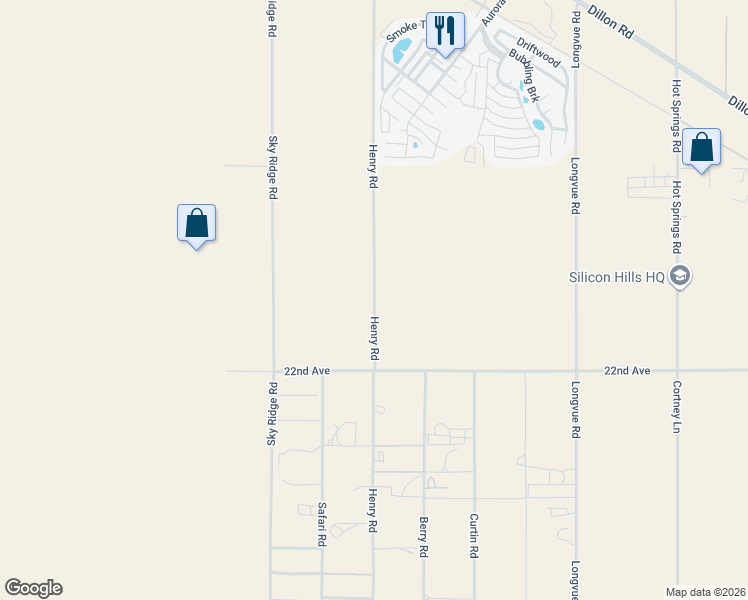 map of restaurants, bars, coffee shops, grocery stores, and more near Henry Road in Riverside County