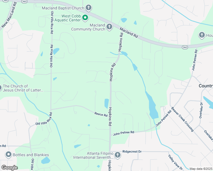 map of restaurants, bars, coffee shops, grocery stores, and more near 3580 Homewood Lane in Powder Springs