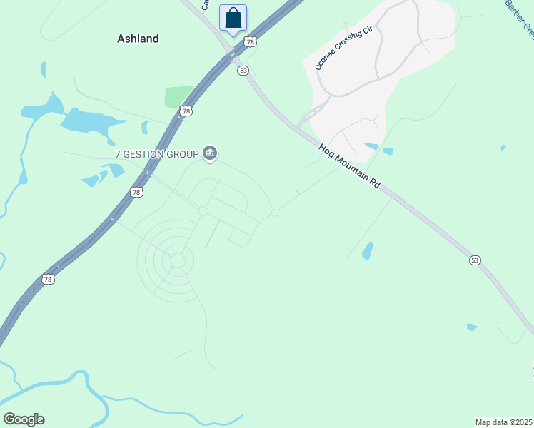 map of restaurants, bars, coffee shops, grocery stores, and more near 1110 Brookstone Crossing in Bogart
