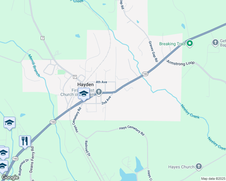 map of restaurants, bars, coffee shops, grocery stores, and more near 320 5th Street in Hayden