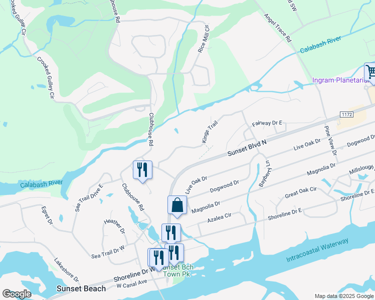 map of restaurants, bars, coffee shops, grocery stores, and more near in Shallotte