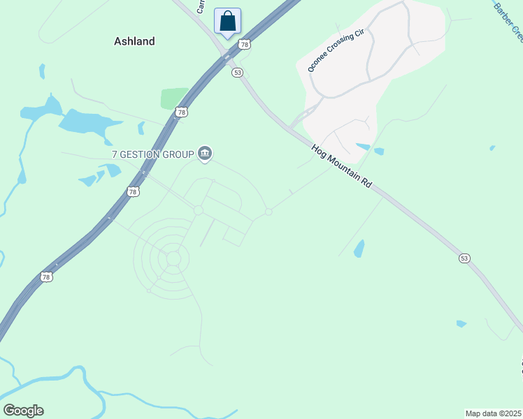 map of restaurants, bars, coffee shops, grocery stores, and more near 1110 Brookstone Crossing in Bogart