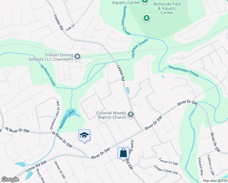 map of restaurants, bars, coffee shops, grocery stores, and more near 258 Willow Cove Court Southwest in Lawrenceville