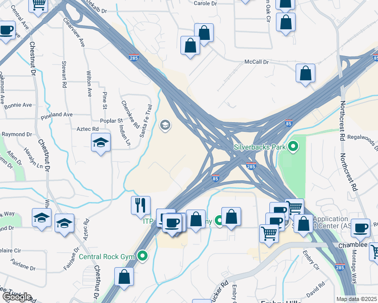 map of restaurants, bars, coffee shops, grocery stores, and more near in Atlanta