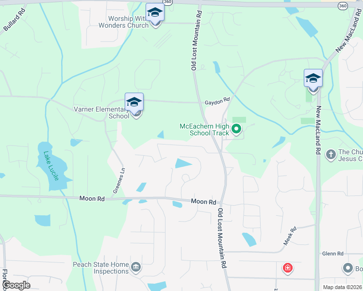 map of restaurants, bars, coffee shops, grocery stores, and more near 4629 Arrow Wind Drive in Powder Springs