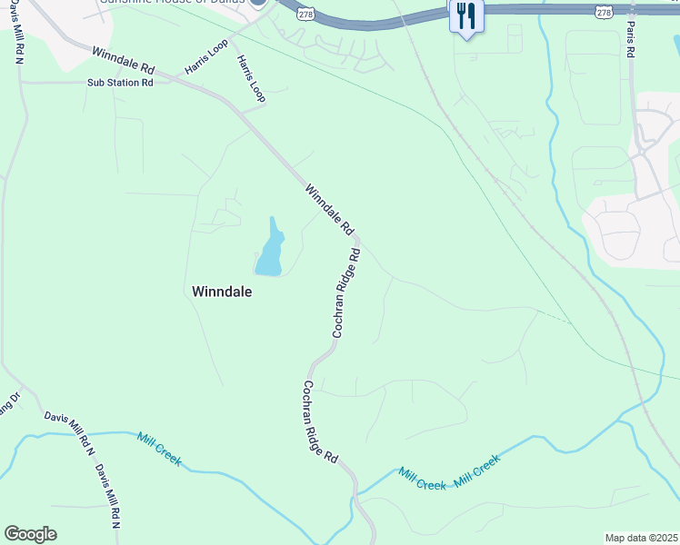 map of restaurants, bars, coffee shops, grocery stores, and more near 104 Cochran Ridge Road in Dallas