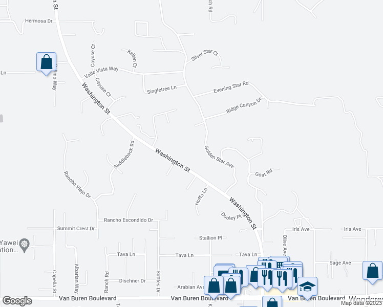 map of restaurants, bars, coffee shops, grocery stores, and more near 15730 Washington Street in Riverside