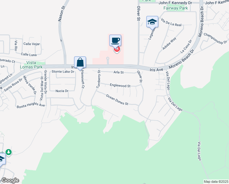 map of restaurants, bars, coffee shops, grocery stores, and more near 15691 Versailles Court in Moreno Valley