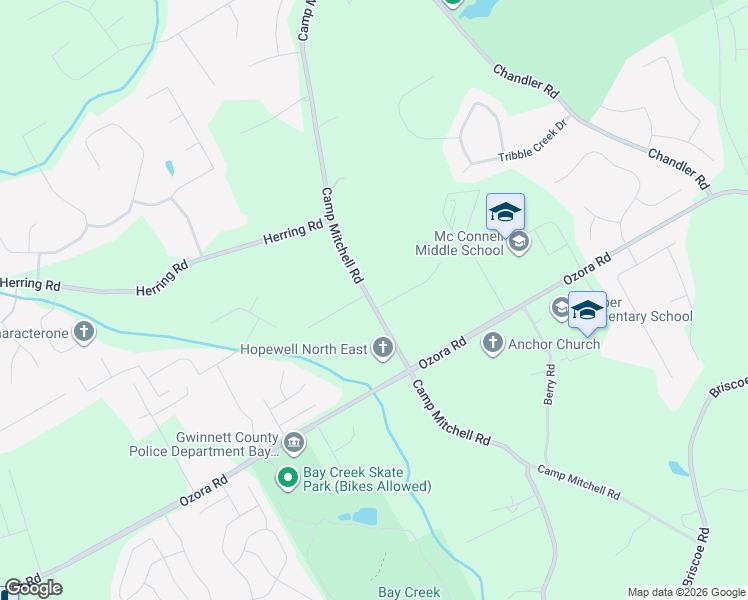 map of restaurants, bars, coffee shops, grocery stores, and more near 2670 Camp Mitchell Road in Grayson