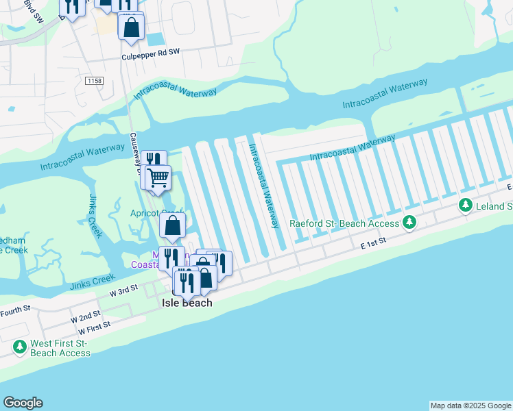 map of restaurants, bars, coffee shops, grocery stores, and more near 41 Wilmington Street in Ocean Isle Beach