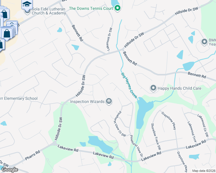 map of restaurants, bars, coffee shops, grocery stores, and more near 1565 Pinehurst View Dr in Grayson
