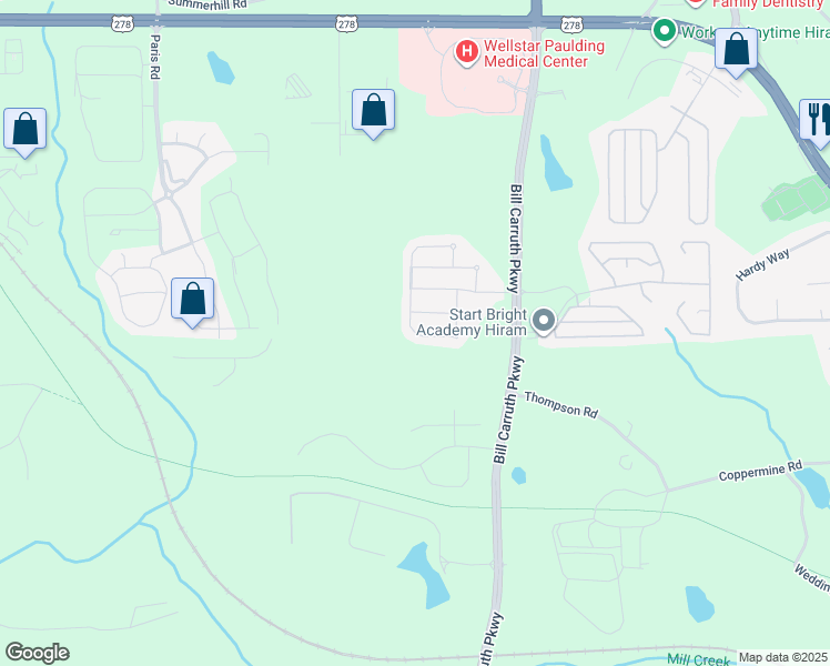 map of restaurants, bars, coffee shops, grocery stores, and more near 325 Darbys Run Court in Dallas