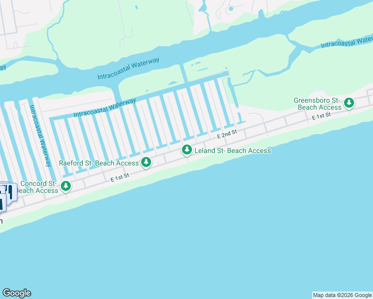 map of restaurants, bars, coffee shops, grocery stores, and more near 207 East 1st Street in Ocean Isle Beach