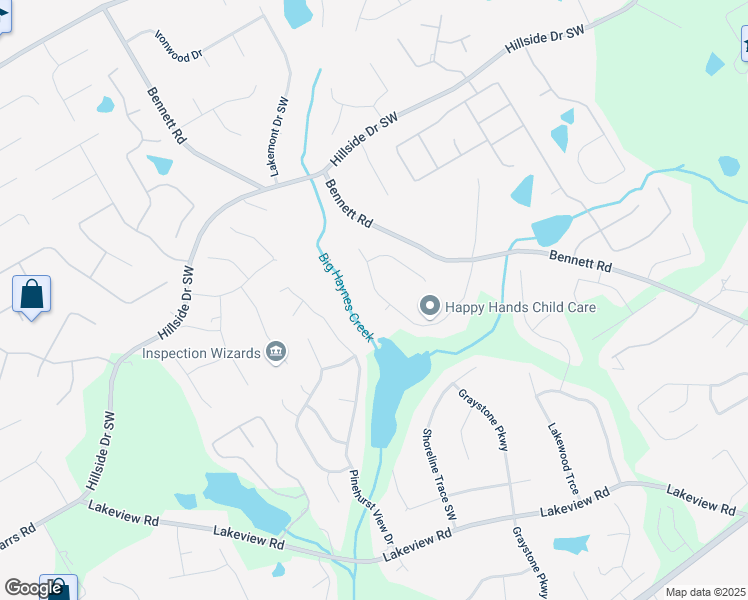 map of restaurants, bars, coffee shops, grocery stores, and more near 1765 Big Haynes Court Southwest in Grayson