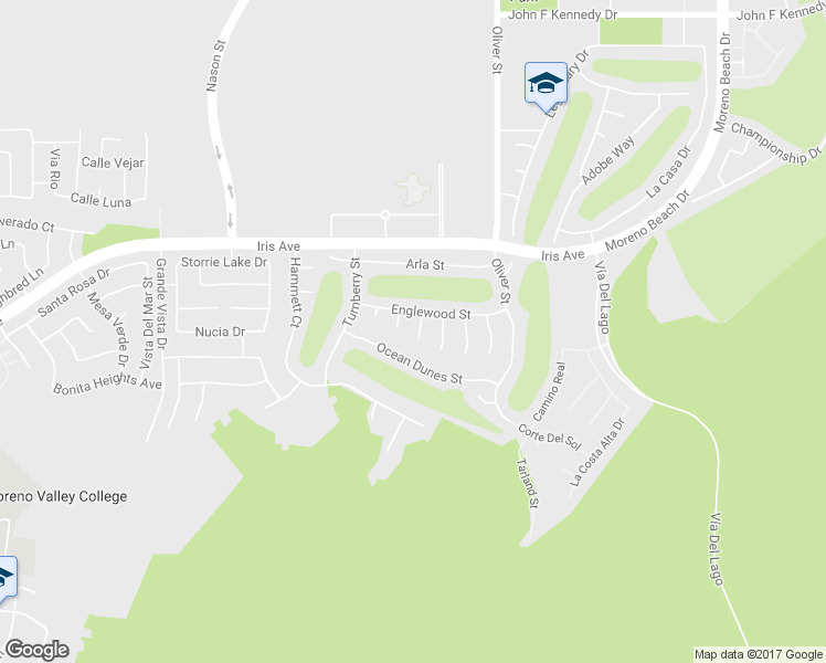 map of restaurants, bars, coffee shops, grocery stores, and more near 15683 Versailles Court in Moreno Valley