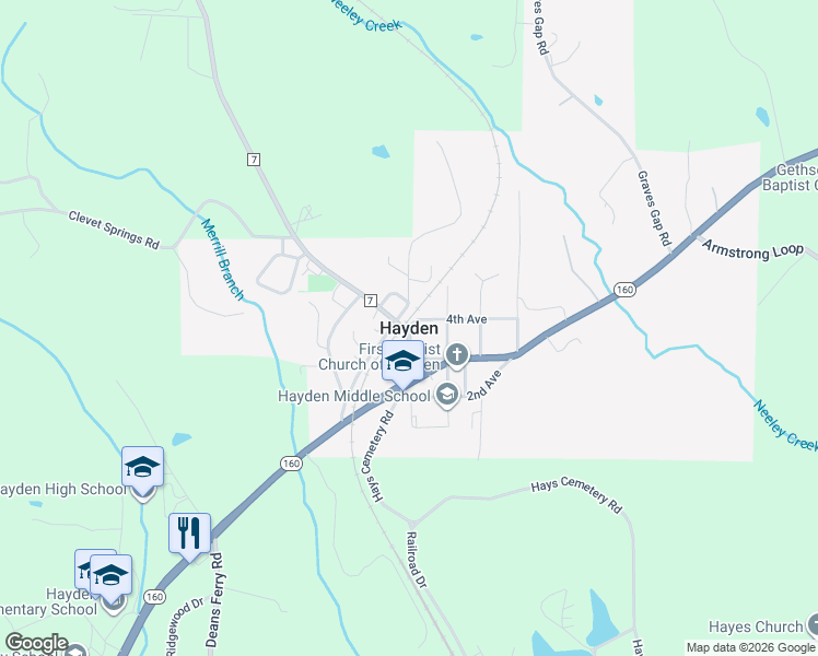 map of restaurants, bars, coffee shops, grocery stores, and more near in Hayden