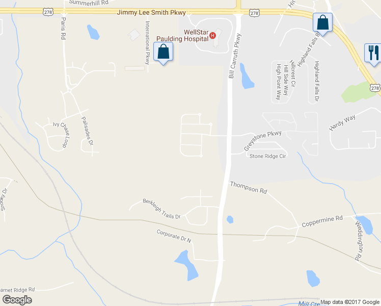 map of restaurants, bars, coffee shops, grocery stores, and more near 365 Darbys Run Court in Hiram