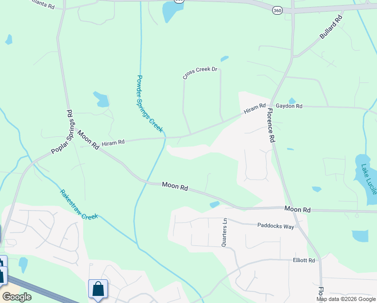 map of restaurants, bars, coffee shops, grocery stores, and more near 5491 Hiram Road in Powder Springs