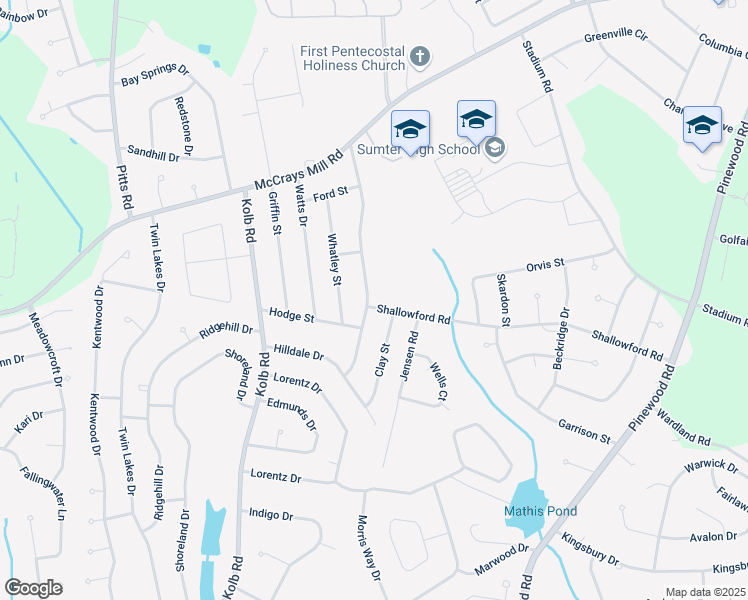 map of restaurants, bars, coffee shops, grocery stores, and more near 2641 Shallowford Rd in Sumter