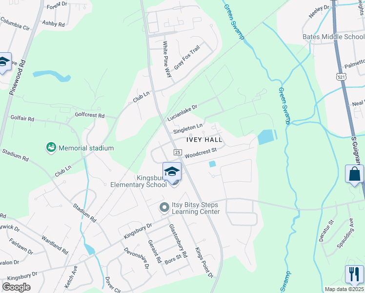 map of restaurants, bars, coffee shops, grocery stores, and more near 1045 Lewis Road in Sumter