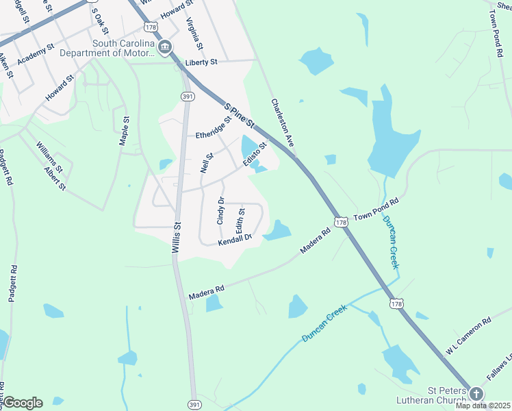 map of restaurants, bars, coffee shops, grocery stores, and more near 532 Kendall Drive in Batesburg-Leesville