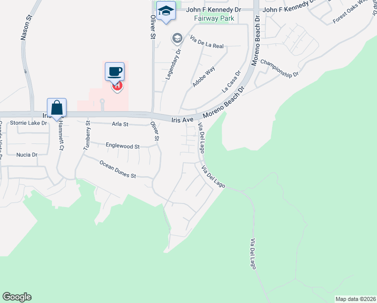 map of restaurants, bars, coffee shops, grocery stores, and more near 27680 Callander Street in Moreno Valley