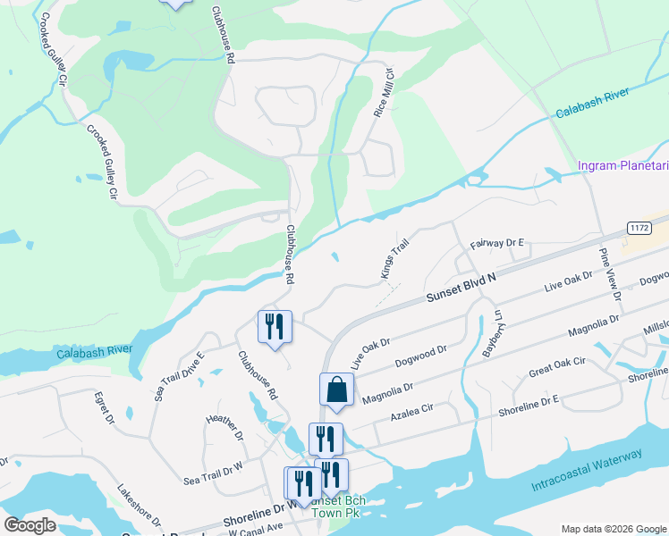 map of restaurants, bars, coffee shops, grocery stores, and more near in Shallotte