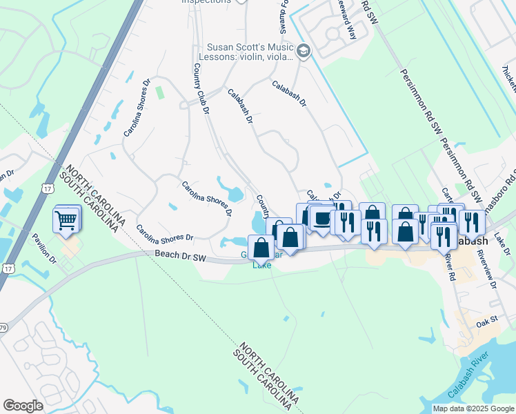 map of restaurants, bars, coffee shops, grocery stores, and more near 5 Gate 1 in Carolina Shores