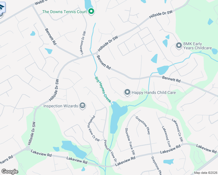 map of restaurants, bars, coffee shops, grocery stores, and more near 1751 Big Haynes Court Southwest in Grayson