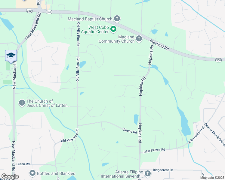 map of restaurants, bars, coffee shops, grocery stores, and more near 3663 Homewood Trail in Powder Springs
