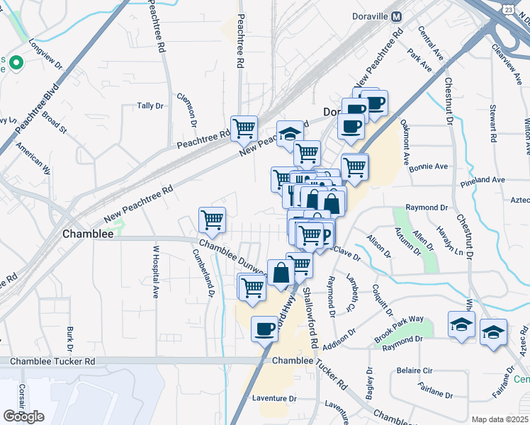 map of restaurants, bars, coffee shops, grocery stores, and more near 31 Pearl Lane in Atlanta