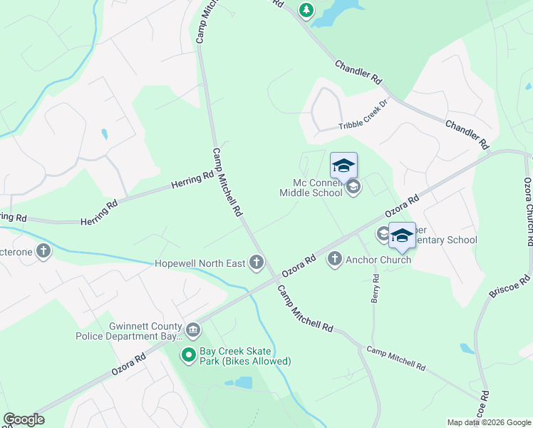map of restaurants, bars, coffee shops, grocery stores, and more near 2670 Camp Mitchell Road in Grayson