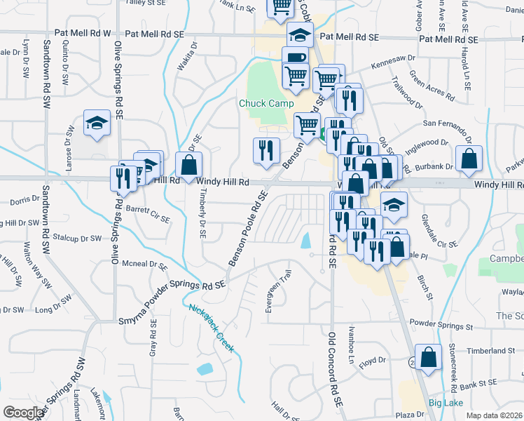 map of restaurants, bars, coffee shops, grocery stores, and more near 338 Still Pine Bend in Smyrna