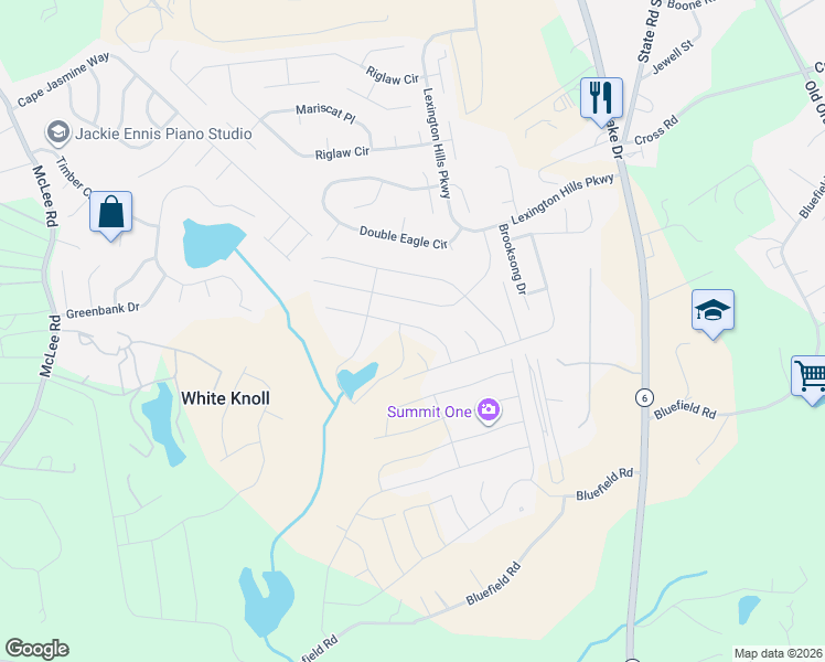 map of restaurants, bars, coffee shops, grocery stores, and more near 970 Native Rye Way in Lexington
