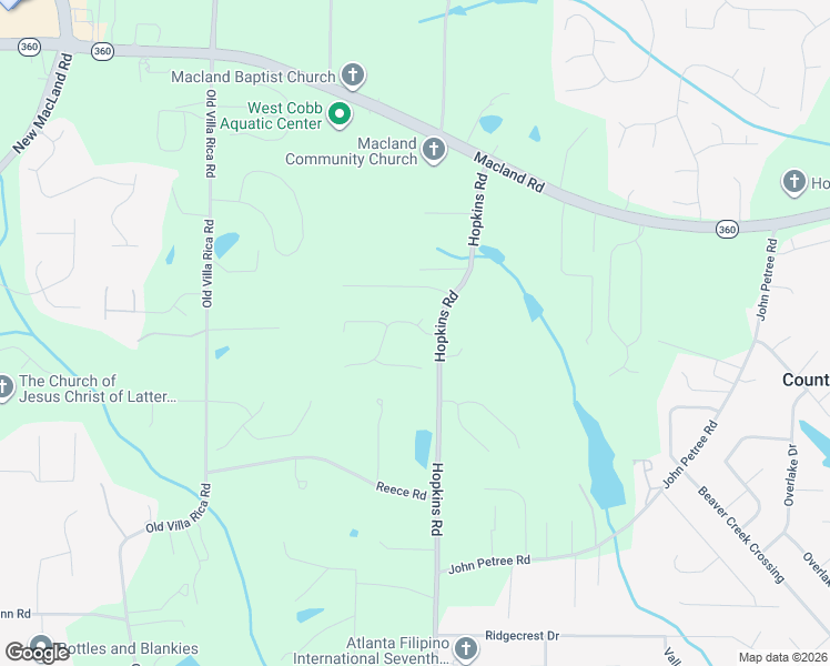 map of restaurants, bars, coffee shops, grocery stores, and more near 3604 Homewood Drive in Powder Springs