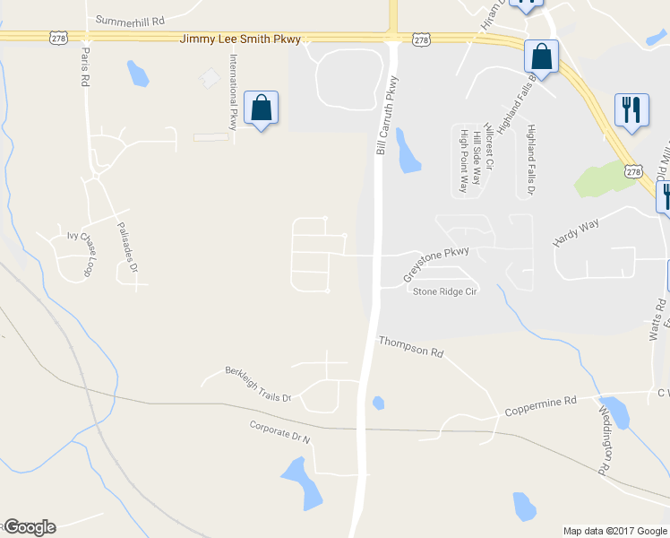 map of restaurants, bars, coffee shops, grocery stores, and more near 480 Darbys Run Court in Hiram