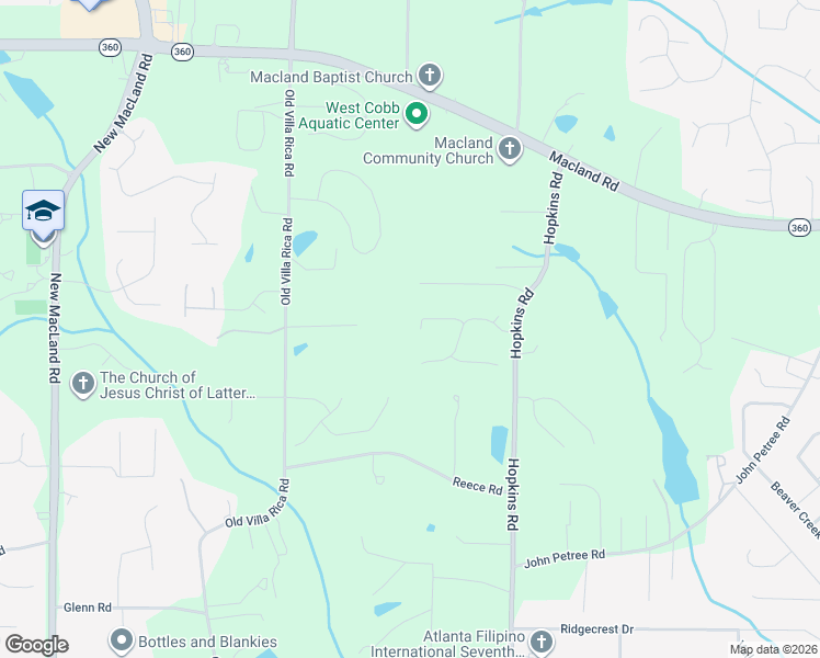 map of restaurants, bars, coffee shops, grocery stores, and more near 3664 Homewood Trail in Powder Springs
