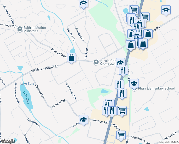 map of restaurants, bars, coffee shops, grocery stores, and more near 1353 Litchfield Court Southwest in Snellville