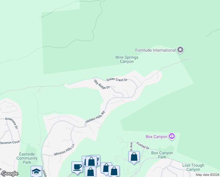 map of restaurants, bars, coffee shops, grocery stores, and more near 4845 Sky Ridge Drive in Yorba Linda