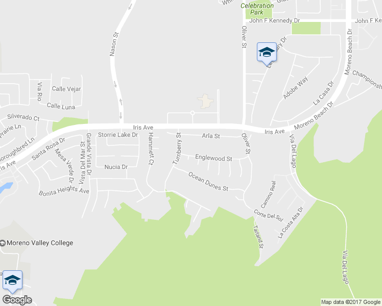 map of restaurants, bars, coffee shops, grocery stores, and more near 27214 Englewood Street in Moreno Valley