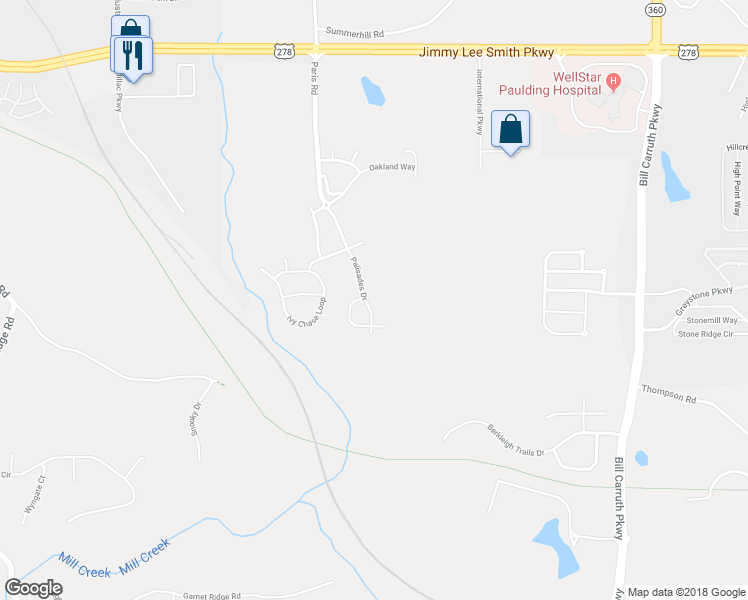 map of restaurants, bars, coffee shops, grocery stores, and more near 261 Palisades Drive in Dallas