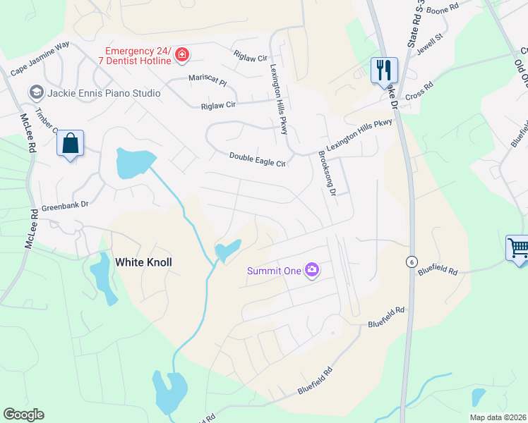 map of restaurants, bars, coffee shops, grocery stores, and more near 243 Meadow Saffron Drive in Lexington