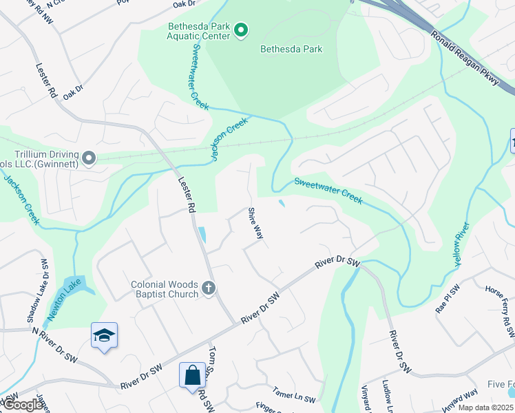 map of restaurants, bars, coffee shops, grocery stores, and more near 288 Shire Way in Lawrenceville