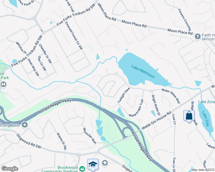 map of restaurants, bars, coffee shops, grocery stores, and more near 2484 Mossy Branch Drive in Snellville