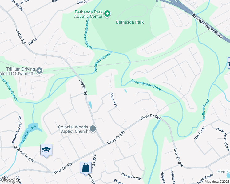 map of restaurants, bars, coffee shops, grocery stores, and more near 288 Shire Way in Lawrenceville