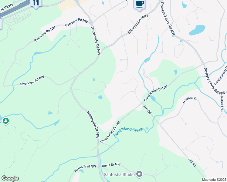 map of restaurants, bars, coffee shops, grocery stores, and more near 70 Finch Forest Trail Northwest in Atlanta