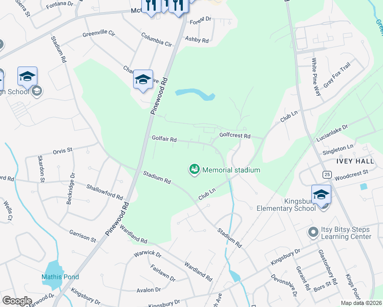 map of restaurants, bars, coffee shops, grocery stores, and more near 40 Flagstick Court in Sumter