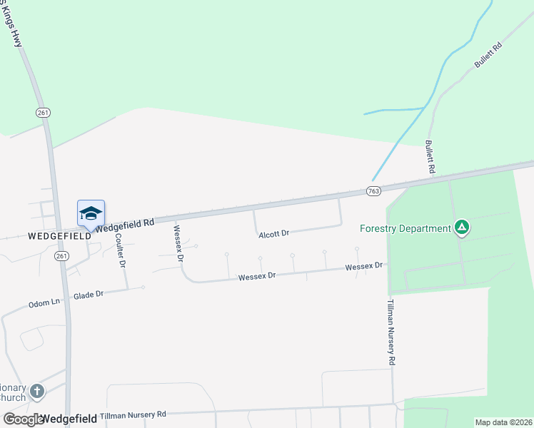 map of restaurants, bars, coffee shops, grocery stores, and more near 5840 Wedgefield Road in Wedgewood