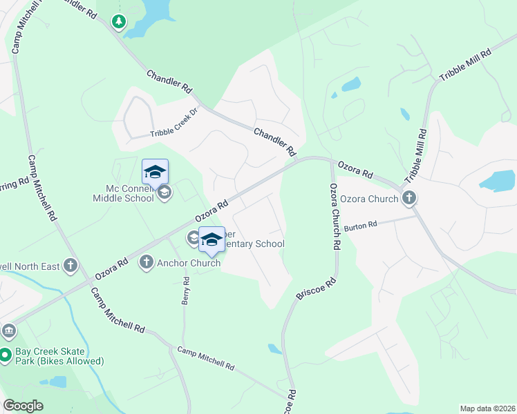map of restaurants, bars, coffee shops, grocery stores, and more near 3145 Parks Run in Loganville